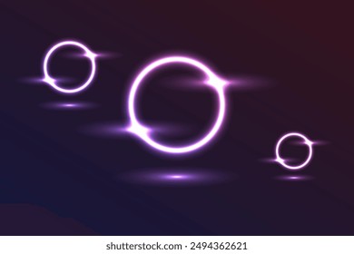Neon light, glowing circle. Abstract neon background. Bright glowing frame. Special effect elements in the shape of a circle.