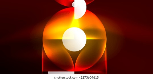 Neon light glowing circles vector abstract background