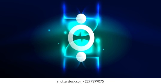 Neon light glowing circles vector abstract background