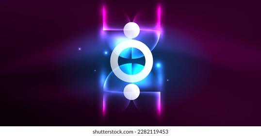Neon light glowing circles vector abstract background