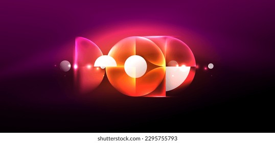 Neon light glowing circles vector abstract background