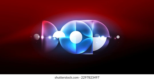 Neon light glowing circles vector abstract background