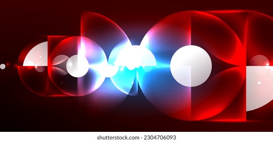 Neon light glowing circles vector abstract background