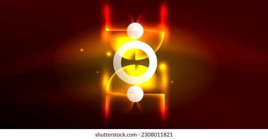 Neon light glowing circles vector abstract background