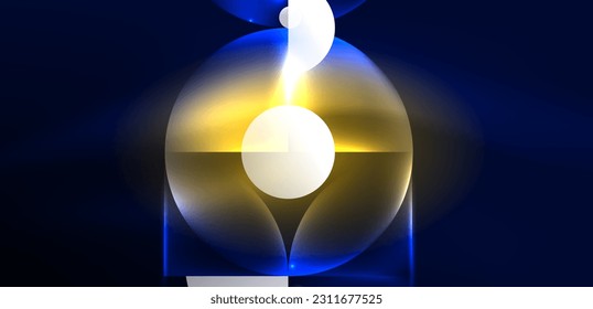 Neon light glowing circles vector abstract background
