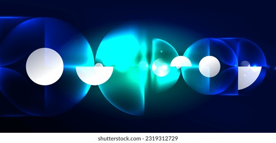 Neon light glowing circles vector abstract background