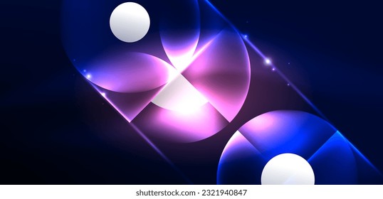 Neon light glowing circles vector abstract background