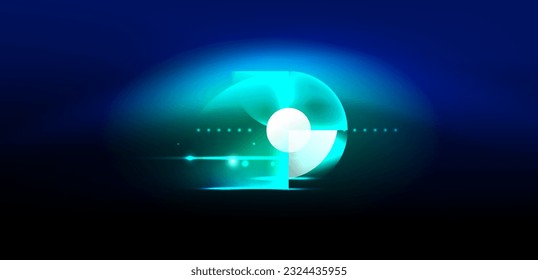 Neon light glowing circles vector abstract background