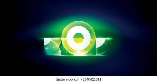 Neon light glowing circles vector abstract background