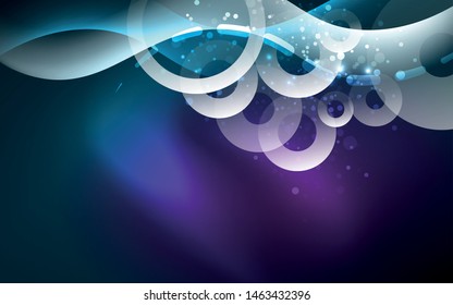 Neon light glowing effect. Modern blue shiny neon wave line. Banner, poster template. Glow swirl light effect. Blue abstract background. Abstract technology background.