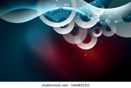Neon light glowing effect. Modern blue shiny neon wave line. Banner, poster template. Glow swirl light effect. Blue abstract background. Abstract technology background.