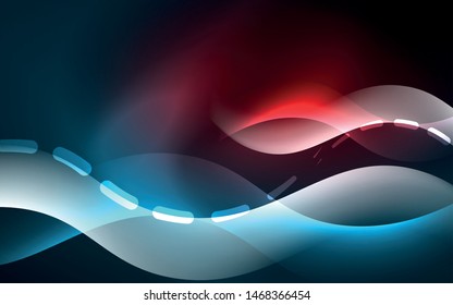Neonlicht-Lichteffekt. Moderne blaue Neonwinde. Banner, Plakatvorlage. Glow Swirl Light Effect. Blauer abstrakter Hintergrund. Abstrakte Technologie, Hintergrund.