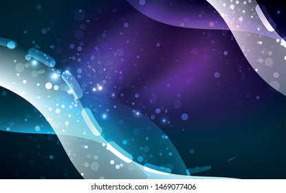 Neon light glowing effect. Modern blue shiny neon wave line. Banner, poster template. Glow swirl light effect. Blue abstract background. Abstract technology background.