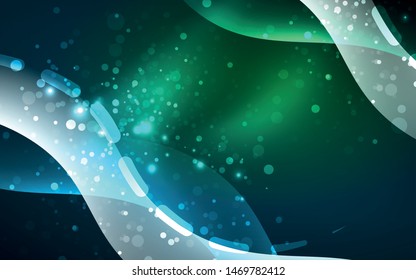 Neon light glowing effect. Modern blue shiny neon wave line. Banner, poster template. Glow swirl light effect. Blue abstract background. Abstract technology background.