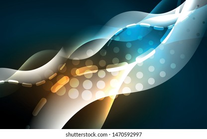 Neonlicht-Lichteffekt. Moderne blaue Neonwinde. Banner, Plakatvorlage. Glow Swirl Light Effect. Blauer abstrakter Hintergrund. Abstrakte Technologie, Hintergrund.