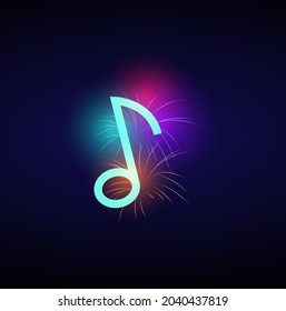 Neon Light Glowing Live Music with Microphone Symbol Music Note Icon Graphic Vector Illustration Silhouette Design
