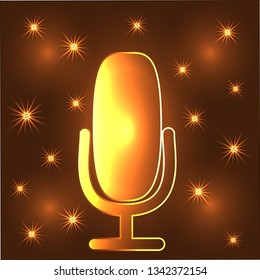 Neon Light Glowing Music with Microphone Symbol Illustration Graphic