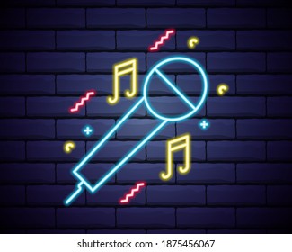 Neon Light GIGHT Retro Live Music con Radio Symbol Music Note Icono Diseño de vectores gráficos Ilustración