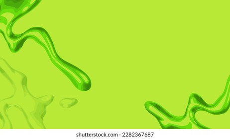 Neon Light Green Ooze Liquid Chrome Dripping Trails with Solid Background Illustration