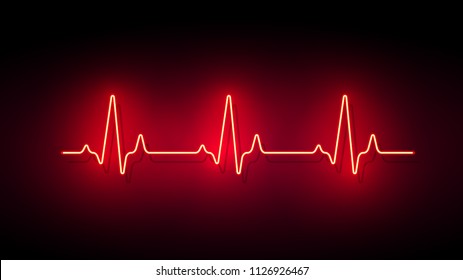 Neon Light Heart Pulse Shape Vector Background