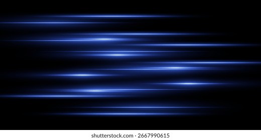 Línea de alta velocidad de luz de neón, abstracción de luz sobre fondo transparente negro, gráficos de Vector.