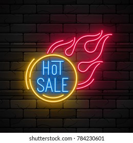 Neon Light Hot Sale Promotion Banner, Price Tag, Discount. Swatch Color Control