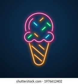 neon light ice cream vector