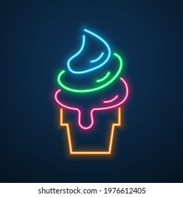neon light ice cream vector