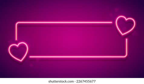 Neon Light Label With Two Hearts