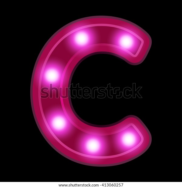 Neon Light Letter C Vector Font Stock Vector (royalty Free) 413060257 