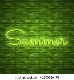 Neon light lettering, Stock vector. Summer lettering