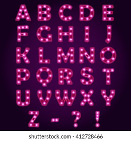 Neon light letters Alphabet, Neon light letters ABC, Neon light letters vector font,Neon light letters illustrations,Neon light letters Lightbulb