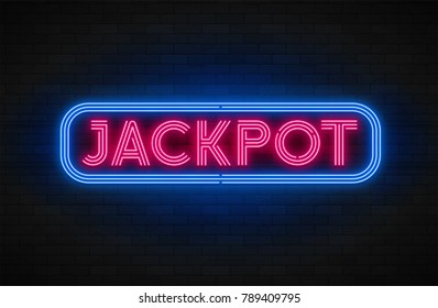 Banner de promoción lineal Neon light, jackpot, game, big win. Control de color de la bruma