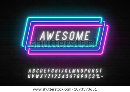 Neon light linear promotion ribbon banner, price tag, discount. Swatch color control