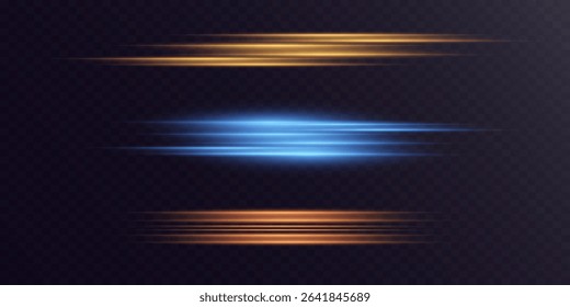 Neon light lines. The effect of high-speed movement of light, light lines. Vector.