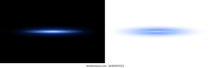 Neon light lines laser with glowing horizontal streaks. Futuristic horizontal streak and fog on dark background. Abstract electric sparkle speed energy digital effect.