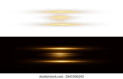 
Neon light lines laser with glowing horizontal streaks. Vector light effect with sparkles . Light glow effect.