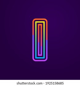 Neon light number zero line logo. Colored tube font for events posters, lacing emblem, nightlife banner and futuristic identity. Typography design.