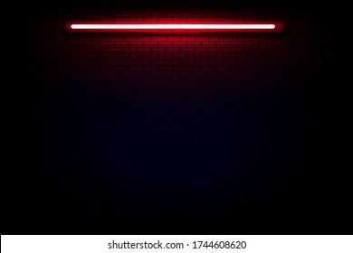 Neon light on black brick wall.vector design illustration eps.10