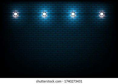  Luz de neón en la pared de ladrillo.diseño de fondo.ilustración vectorial eps10.