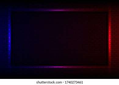 Luz de neón en la pared de ladrillo.diseño de fondo.ilustración vectorial eps10.
