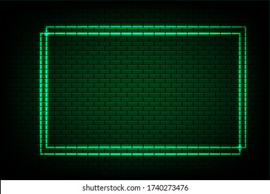  Luz de neón en la pared de ladrillo.diseño de fondo.ilustración vectorial eps10.