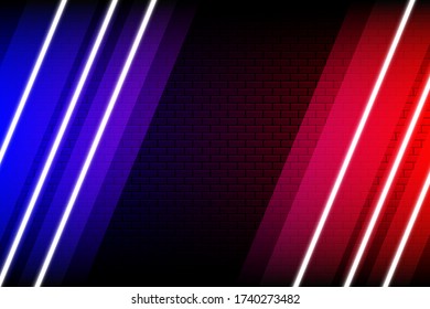  Luz de neón en la pared de ladrillo.diseño de fondo.ilustración vectorial eps10.