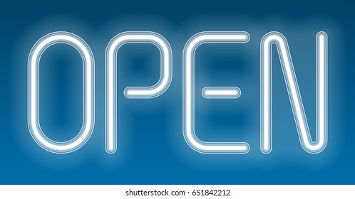 Neon light open message sign. Neon sign with glow effect. Vector illustration