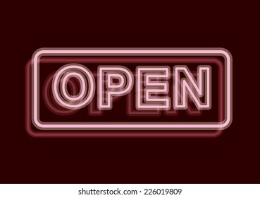 neon light open sign/signage vector/illustration