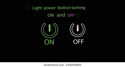 Botón de energía de luz de neón que se enciende y se apaga. icono de Botón de energía de neón en el fondo negro. Conjunto de colores de signo de apagado de neón. elemento de diseño. Ilustración vectorial.
