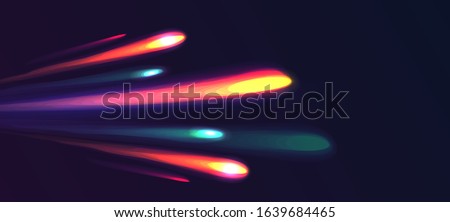 Neon Light Rays burst from one point into many sparkling comet lights Stock photo © 