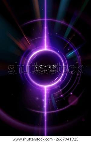 Neon light ring with rays effect