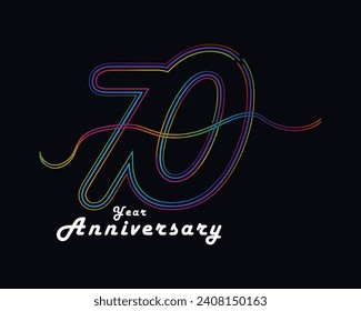Neon light, Set of Anniversary vector design with multiple line number golden color for celebration event, invitation, greeting, web template, leaflet and booklet
