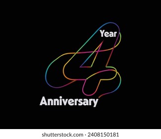 Luz de neón, diseño vectorial de conjunto de aniversario con múltiples líneas color dorado para evento de celebración, invitación, saludo, plantilla web, folleto y folleto